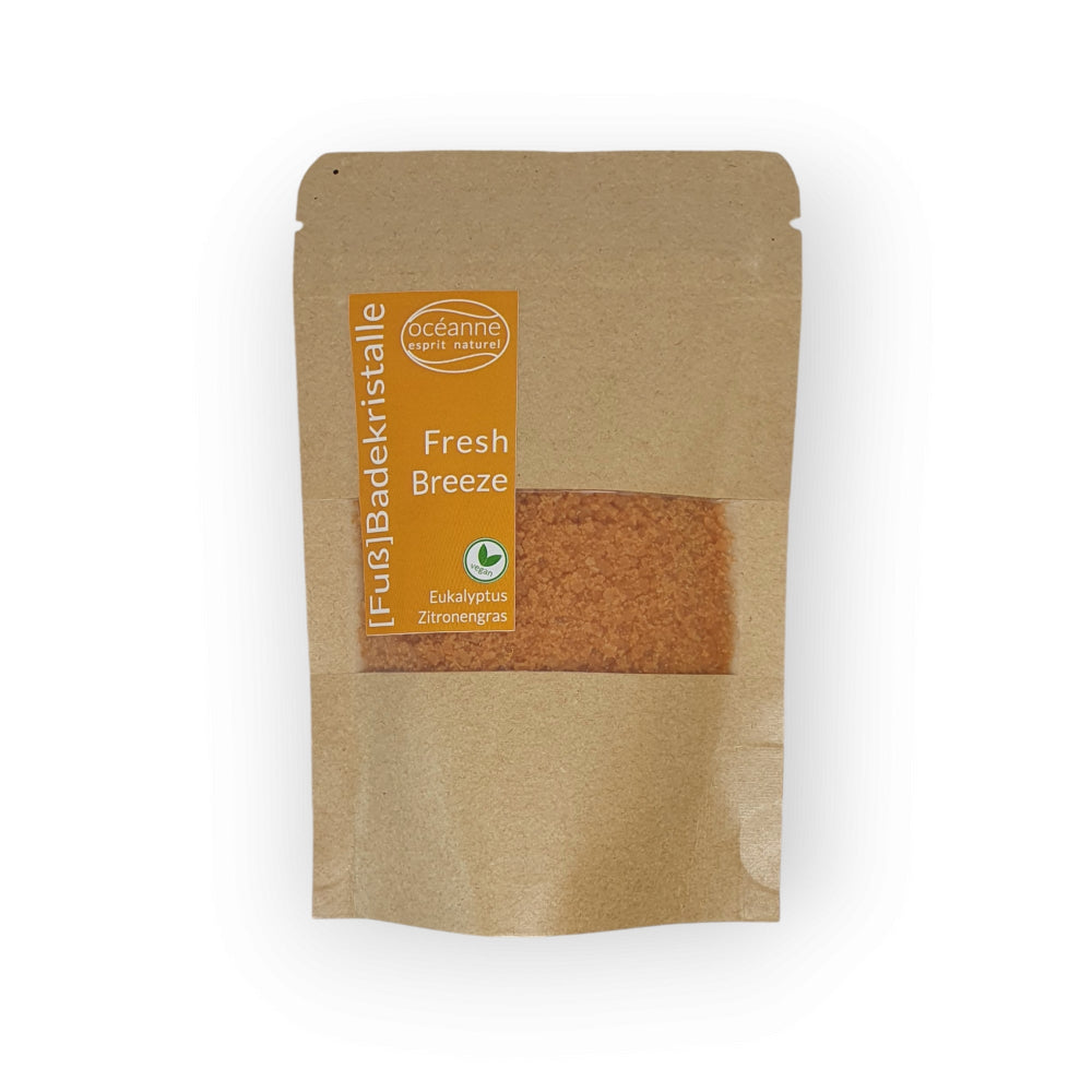 Fresh Breeze Badekristalle mit Zitronengras und Eukalyptus in nachhaltiger Papierverpackung – veganes Wellnessprodukt für belebende und erfrischende Bäder