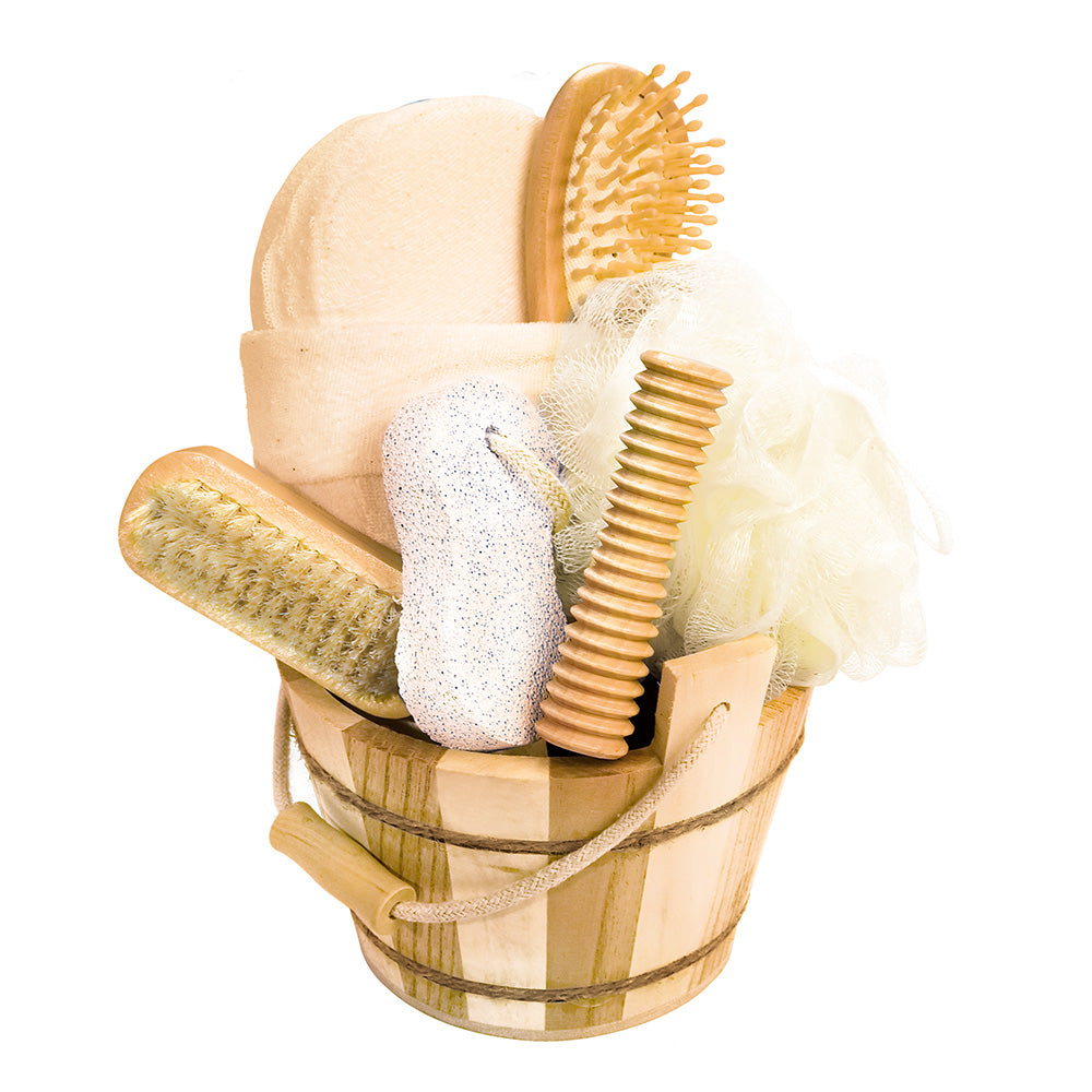 Wellness-Set im Holzbottich, 7- teilig