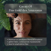 Bio Cacayöl auf der Haut, natürliches Retinol und Tocopherol,palmölfreie Anti-Ageing Pflege 