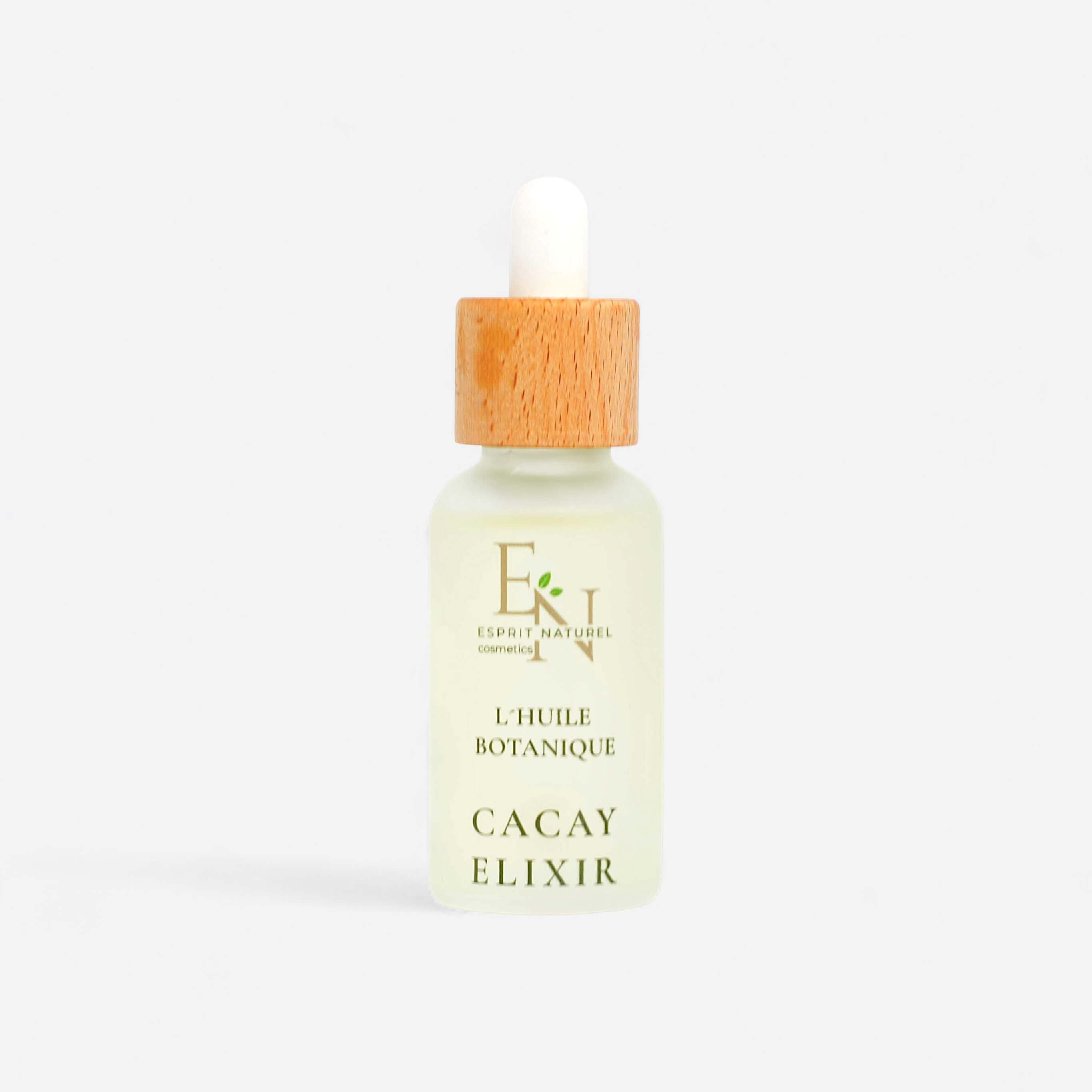 Flakon des Esprit Naturel Cacay ÉLIXIR – luxuriöses Naturöl mit Cacayöl, Vitamin A &amp; E für glatte, strahlende Haut.