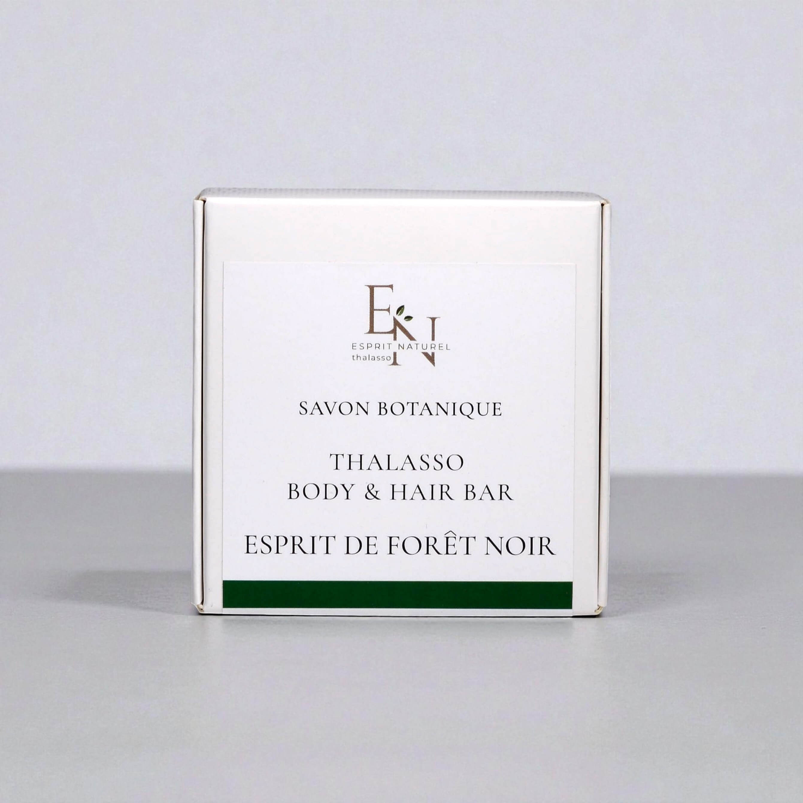 Esprit de Forêt Noir Thalasso Body &amp; Hair Bar in weißer Verpackung, natürliche Waldseife mit Edeltanne und Rosmarin